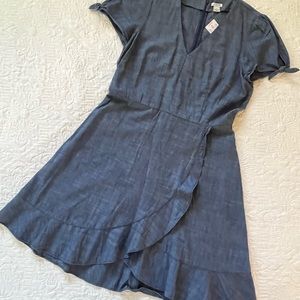 JCrew chambray faux wrap dress, NWT
